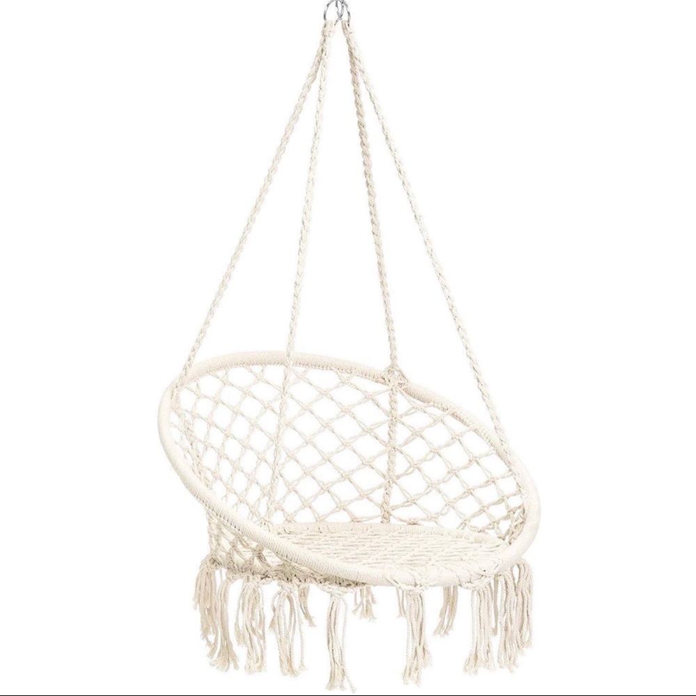 Macramé hanging chair woven boho indoor outdoor - Picture 8 of 8
